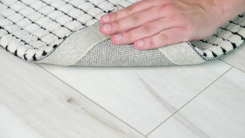 Beige and Black Checkered Power Loom Distressed Area Rug Photo 4