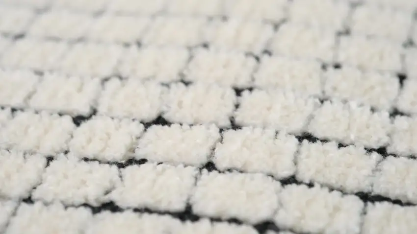 Beige and Black Checkered Power Loom Distressed Area Rug Photo 5