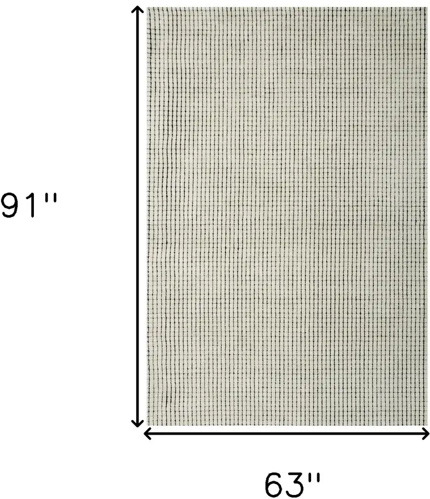 Beige and Black Checkered Power Loom Distressed Area Rug Photo 3