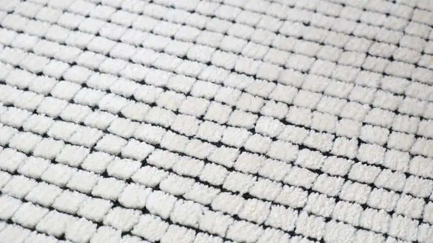 Beige and Black Checkered Power Loom Distressed Area Rug Photo 9