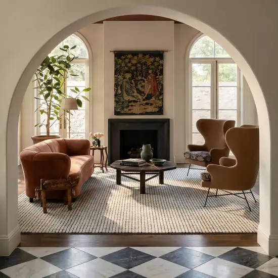 Beige and Black Checkered Power Loom Distressed Area Rug Photo 5