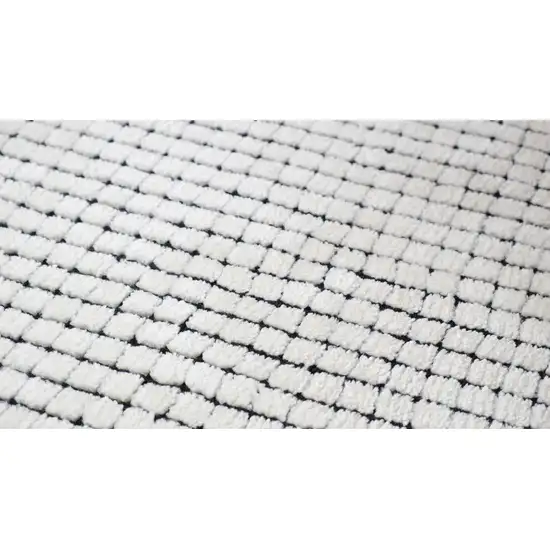 Beige and Black Checkered Power Loom Distressed Area Rug Photo 4