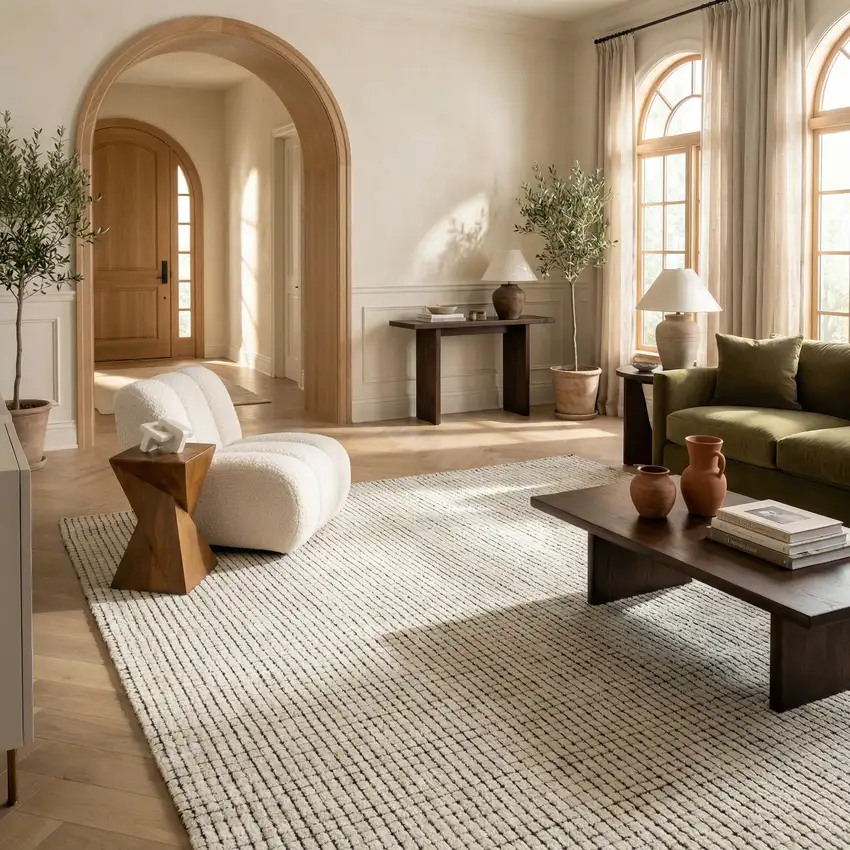 Beige and Black Checkered Power Loom Distressed Area Rug Photo 6