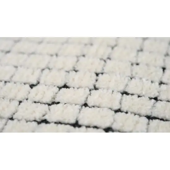 Beige and Black Checkered Power Loom Distressed Area Rug Photo 5