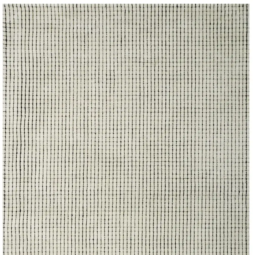 Beige and Black Checkered Power Loom Distressed Area Rug Photo 5