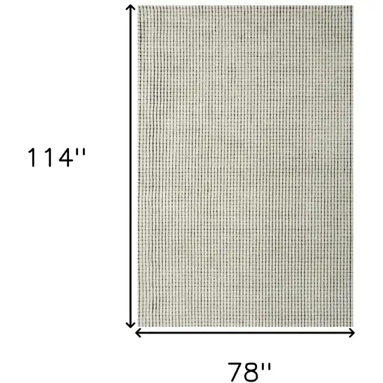 Beige and Black Checkered Power Loom Distressed Area Rug Photo 3