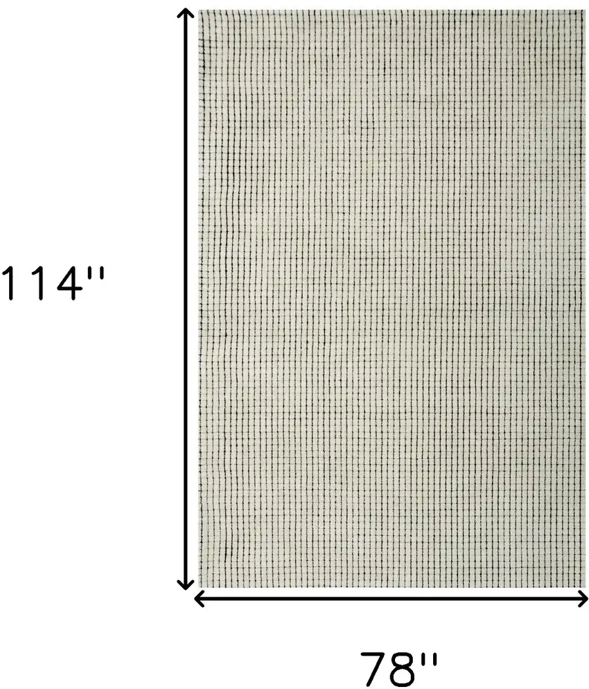 Beige and Black Checkered Power Loom Distressed Area Rug Photo 3