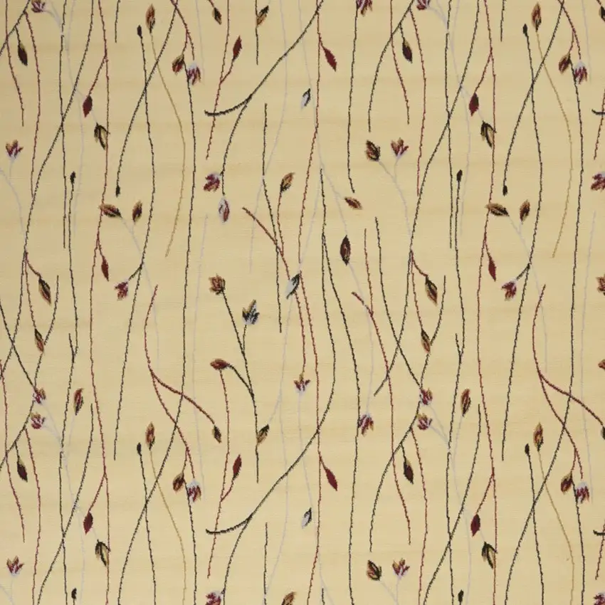 Beige and Black Floral Power Loom Area Rug Photo 7