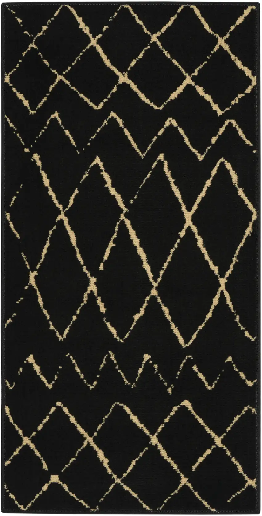 Beige and Black Floral Power Loom Area Rug Photo 2