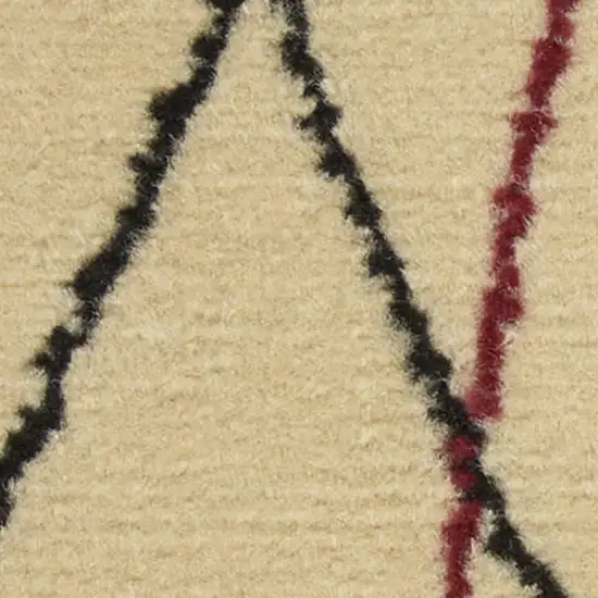 8' Beige And Black Floral Runner Rug Photo 1