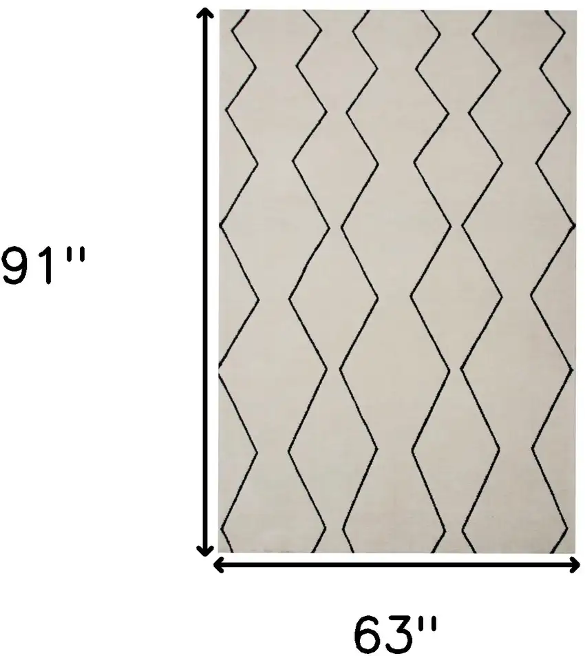 Beige and Black Geometric Power Loom Distressed Area Rug Photo 3