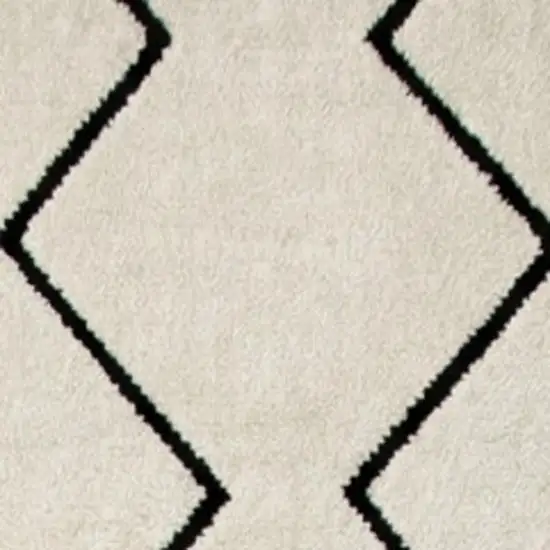 Beige and Black Geometric Power Loom Distressed Non Skid Area Rug Photo 4