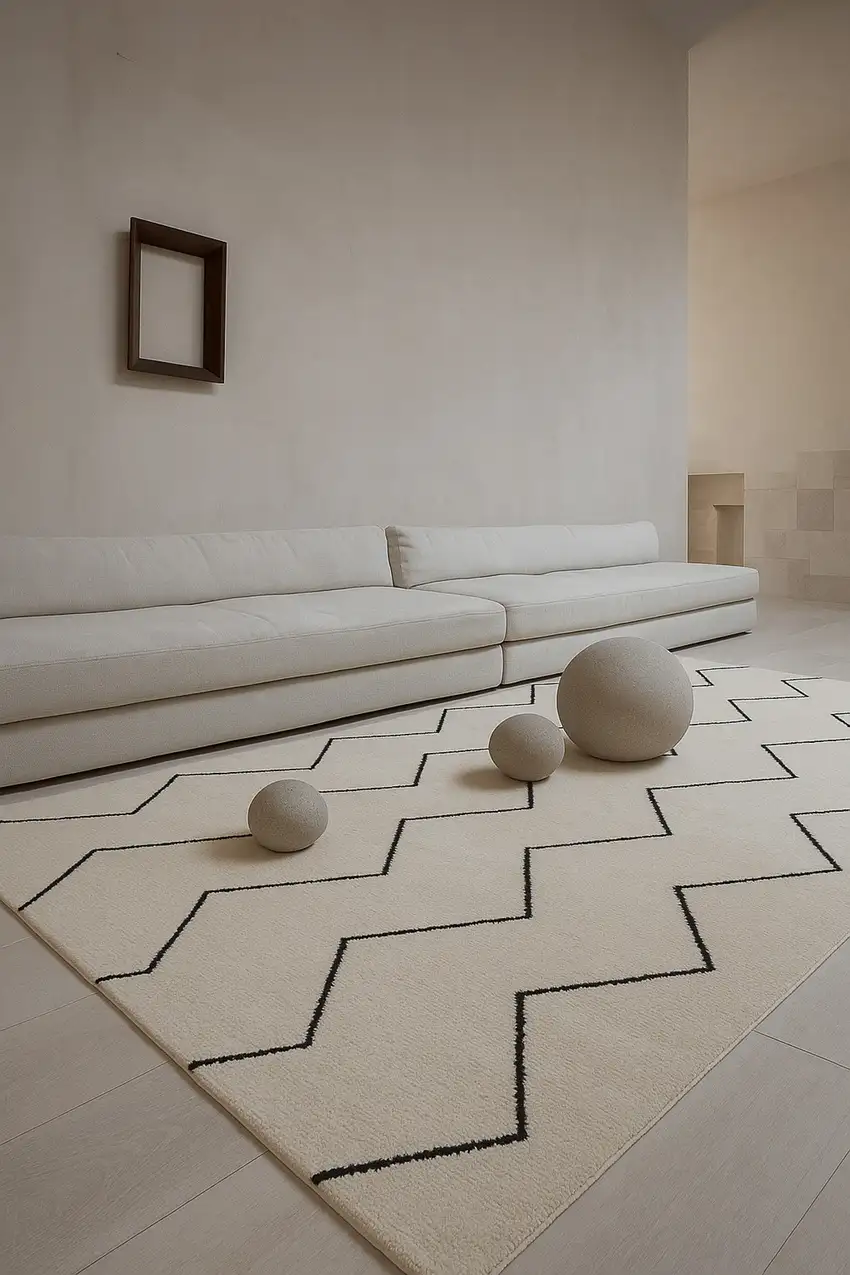 Beige and Black Geometric Power Loom Distressed Non Skid Area Rug Photo 6