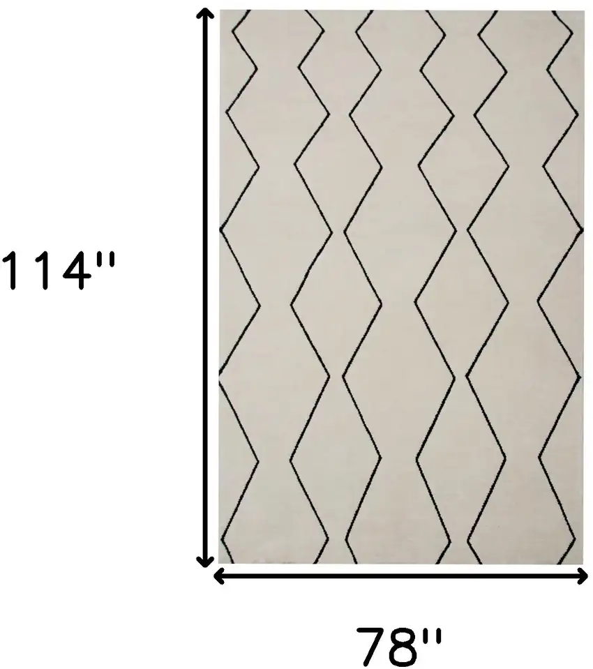 Beige and Black Geometric Power Loom Distressed Area Rug Photo 3