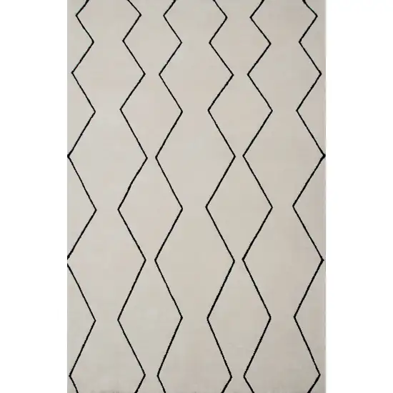 Beige and Black Geometric Power Loom Distressed Non Skid Area Rug Photo 1