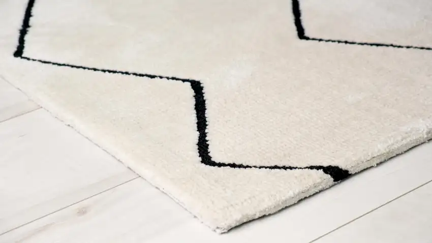 Beige and Black Geometric Power Loom Distressed Area Rug Photo 7