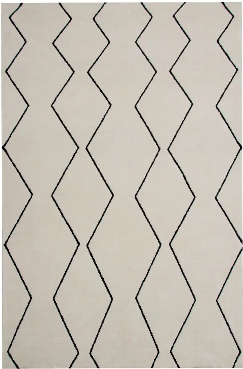 Beige and Black Geometric Power Loom Distressed Area Rug Photo 4