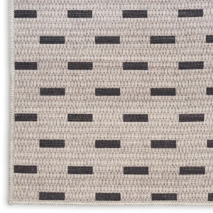 Beige and Black Geometric Power Loom Non Skid Area Rug Photo 4