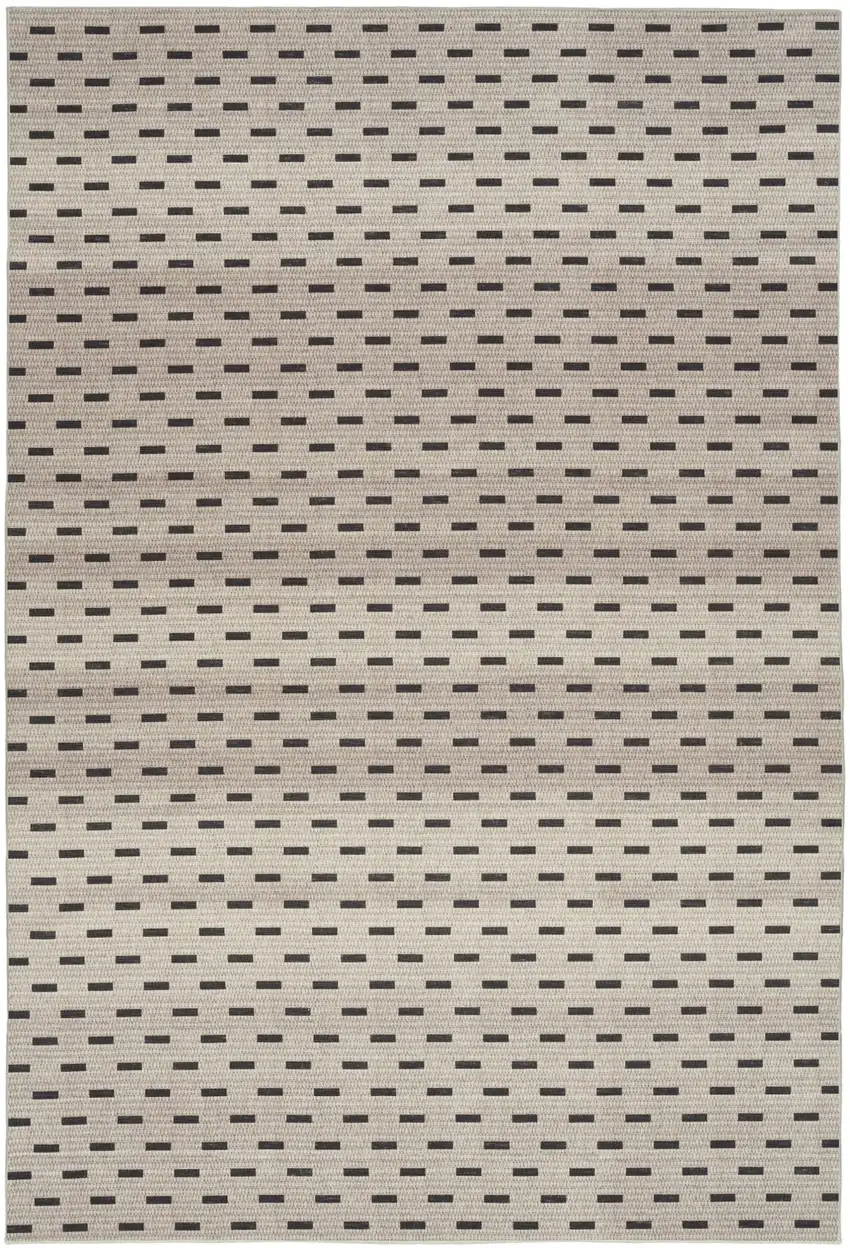Beige and Black Geometric Power Loom Washable Non Skid Area Rug Photo 2