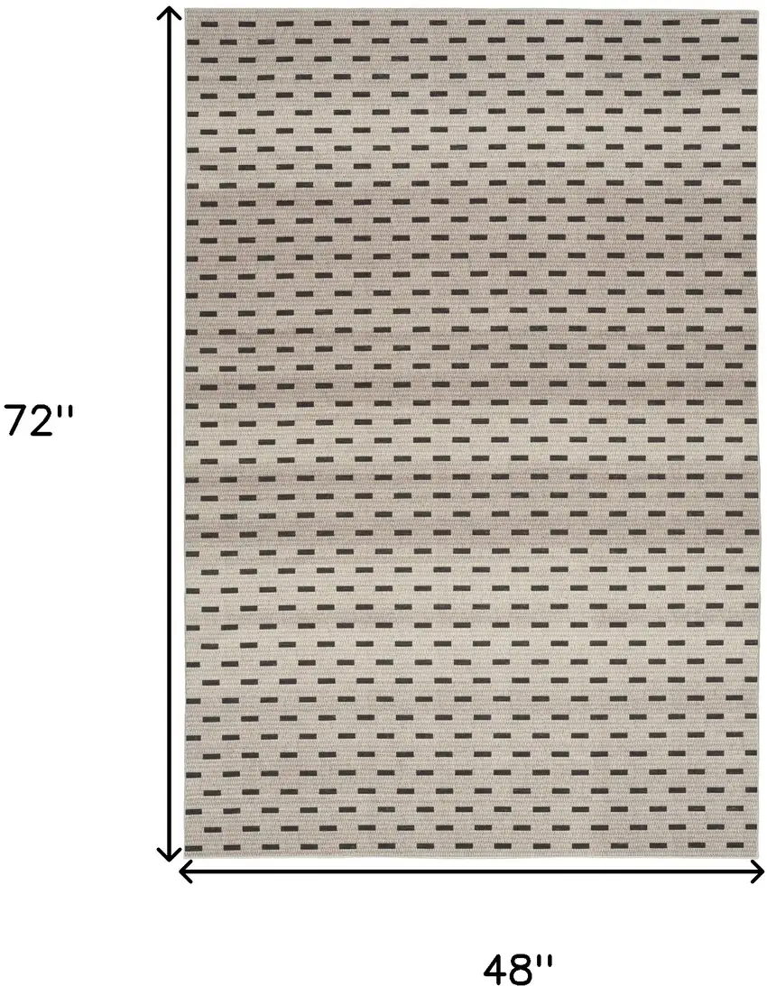 Beige and Black Geometric Power Loom Washable Non Skid Area Rug Photo 3