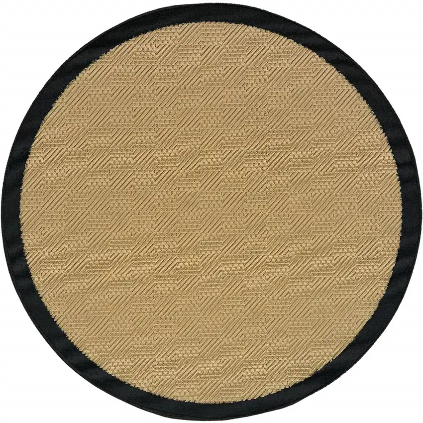 Beige and Black Plain Indoor Outdoor Area Rug Photo 6