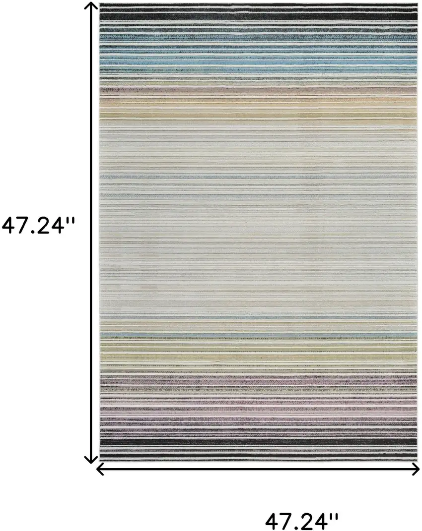 Beige and Blue Abstract Distressed Area Rug Photo 3