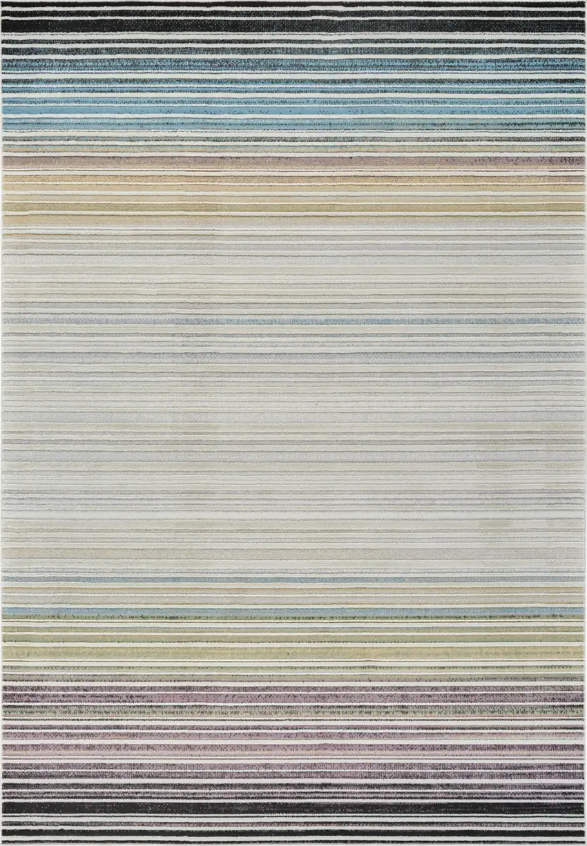 Beige and Blue Abstract Distressed Area Rug Photo 5