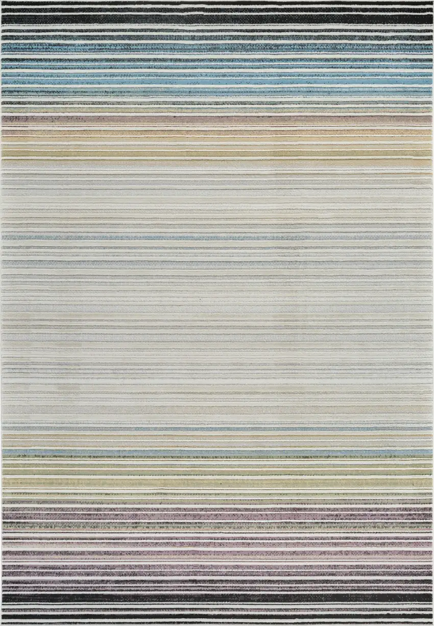 Beige and Blue Abstract Distressed Area Rug Photo 2