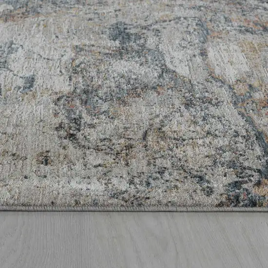 Beige and Blue Abstract Power Loom Area Rug Photo 9