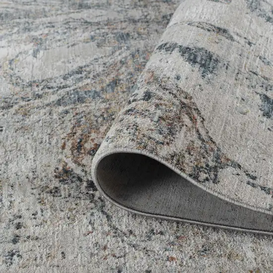 Beige and Blue Abstract Power Loom Area Rug Photo 4