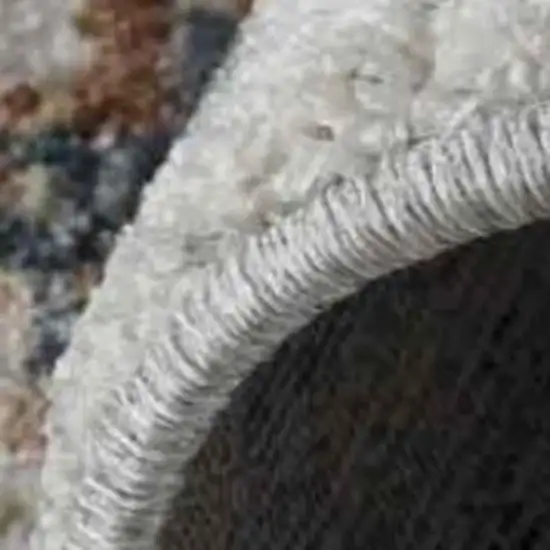 Beige and Blue Abstract Power Loom Area Rug Photo 6