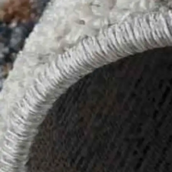 Beige and Blue Abstract Power Loom Area Rug Photo 8