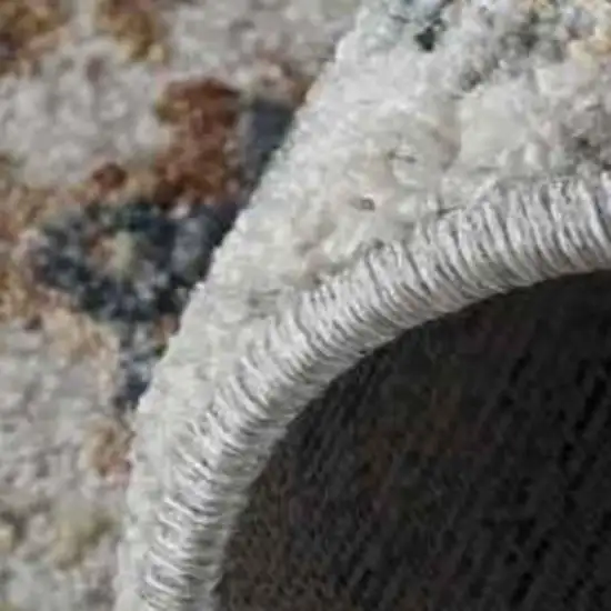 Beige and Blue Abstract Power Loom Area Rug Photo 5