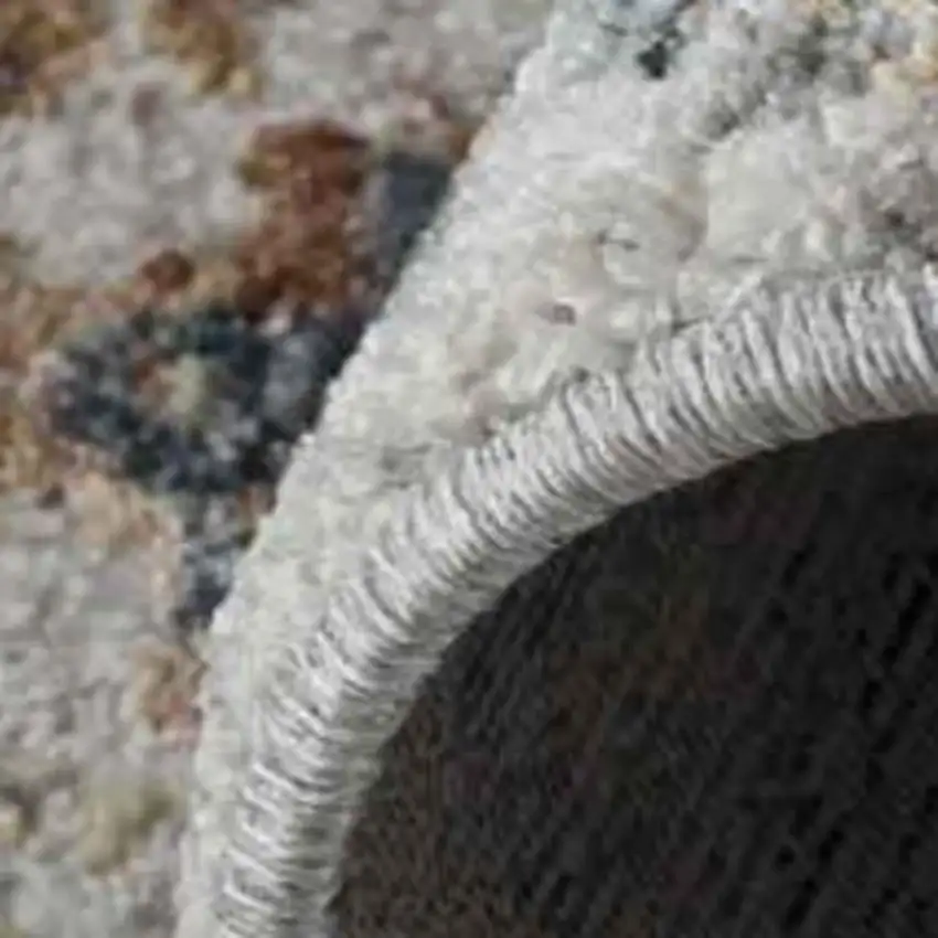 Beige and Blue Abstract Power Loom Area Rug Photo 5