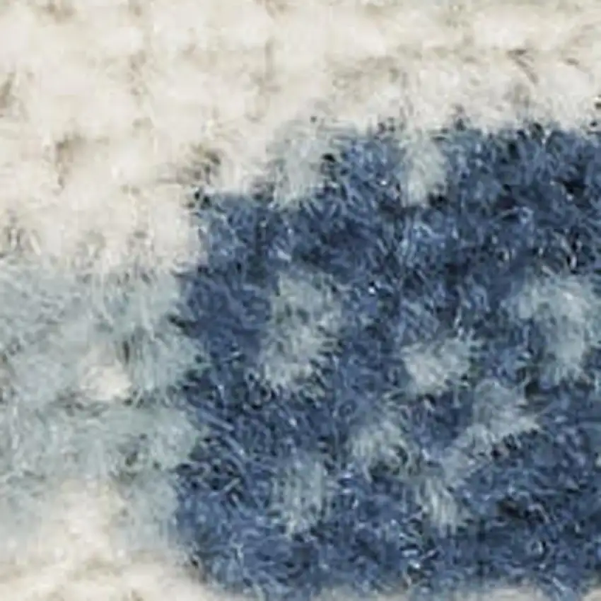Beige and Blue Abstract Power Loom Area Rug Photo 1