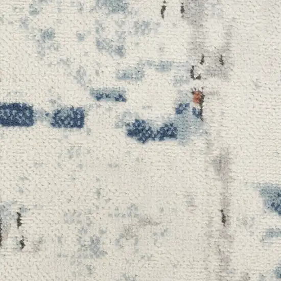 Beige and Blue Abstract Power Loom Area Rug Photo 3