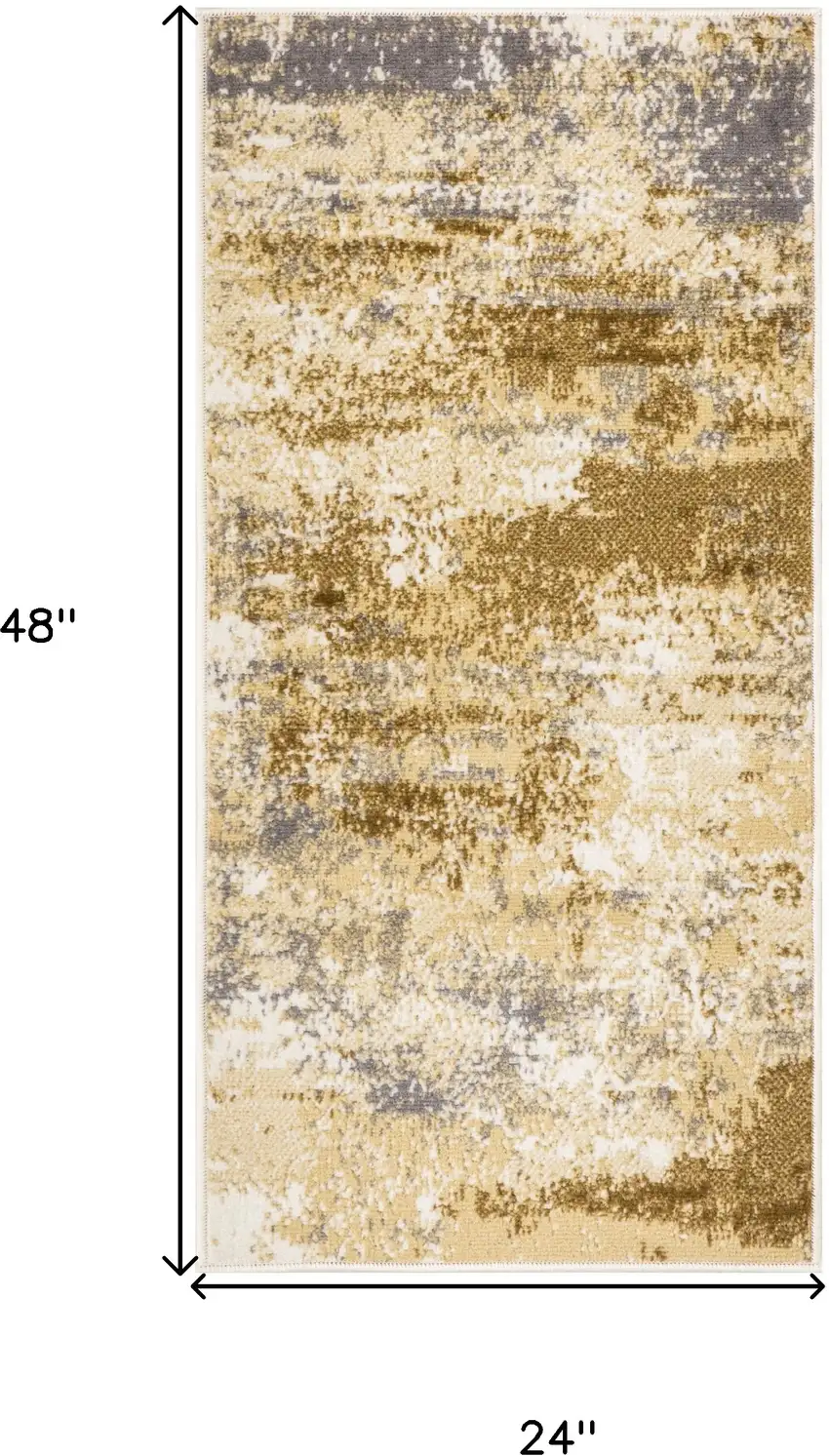 Beige and Blue Abstract Power Loom Area Rug Photo 3