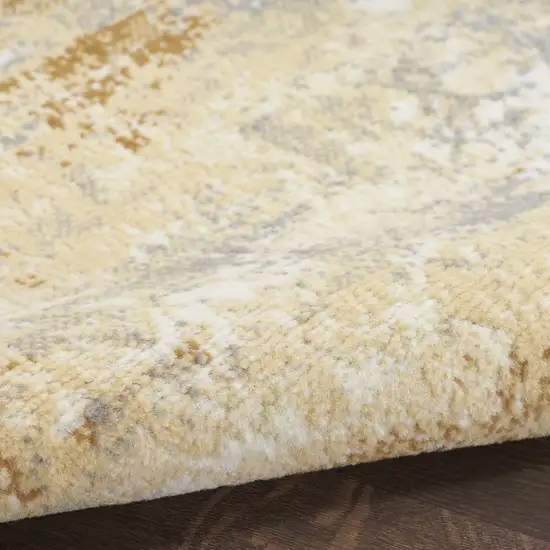 8' Beige And Blue Abstract Runner Rug Photo 9