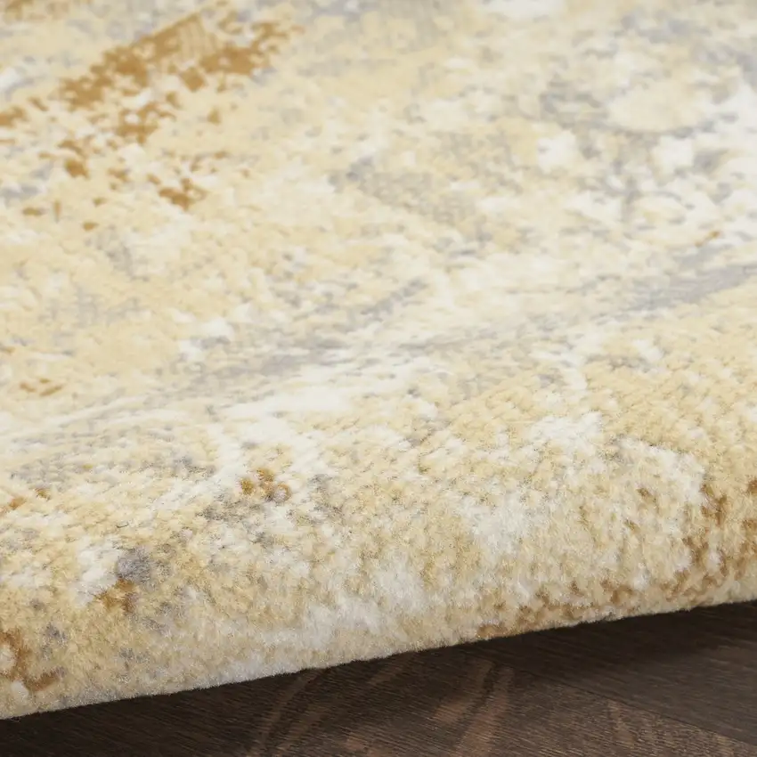 8' Beige And Blue Abstract Runner Rug Photo 9