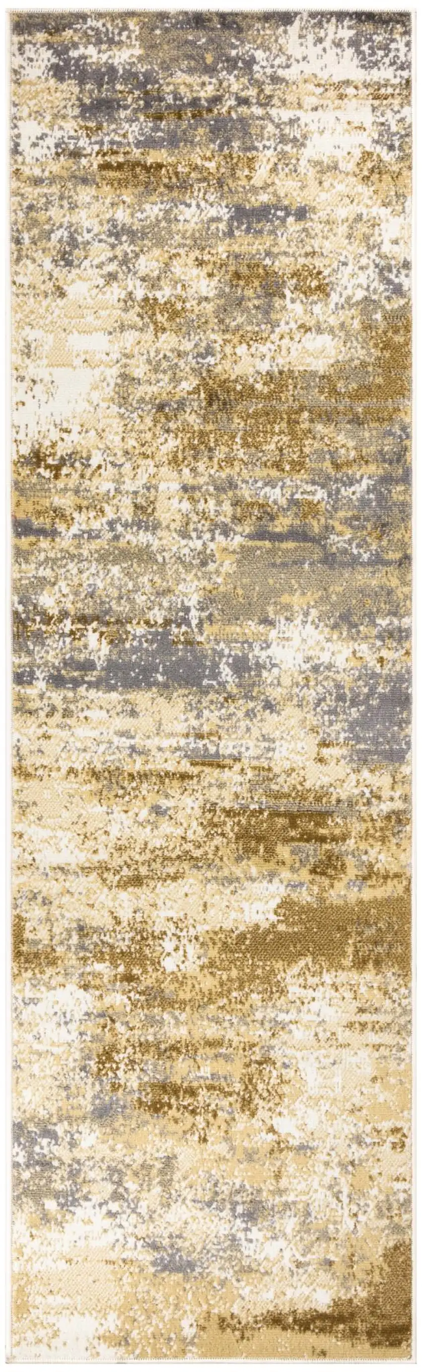 8' Beige And Blue Abstract Runner Rug Photo 9