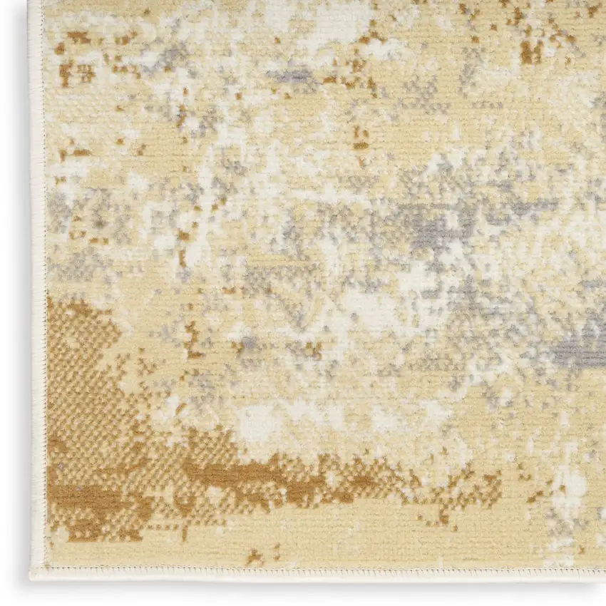 8' Beige And Blue Abstract Runner Rug Photo 8