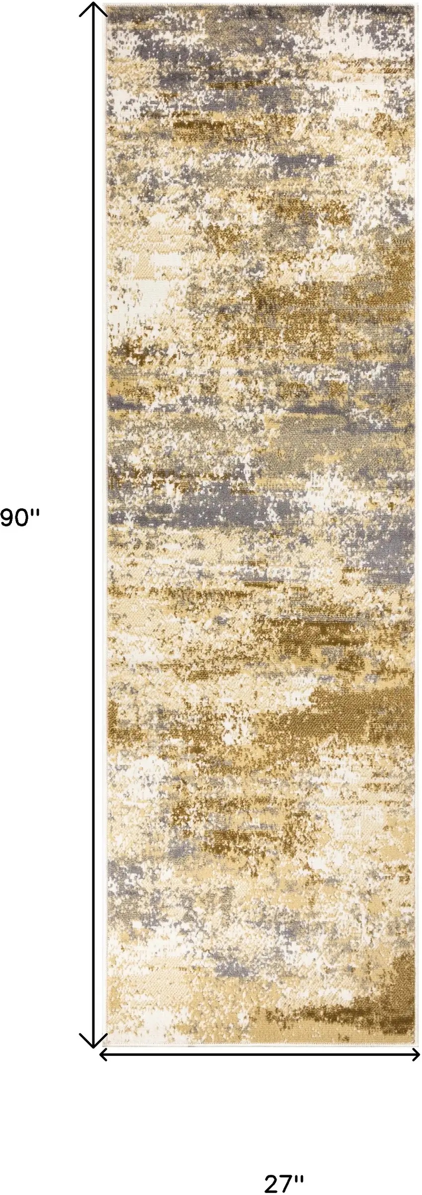 Beige and Blue Abstract Power Loom Runner Rug Photo 3