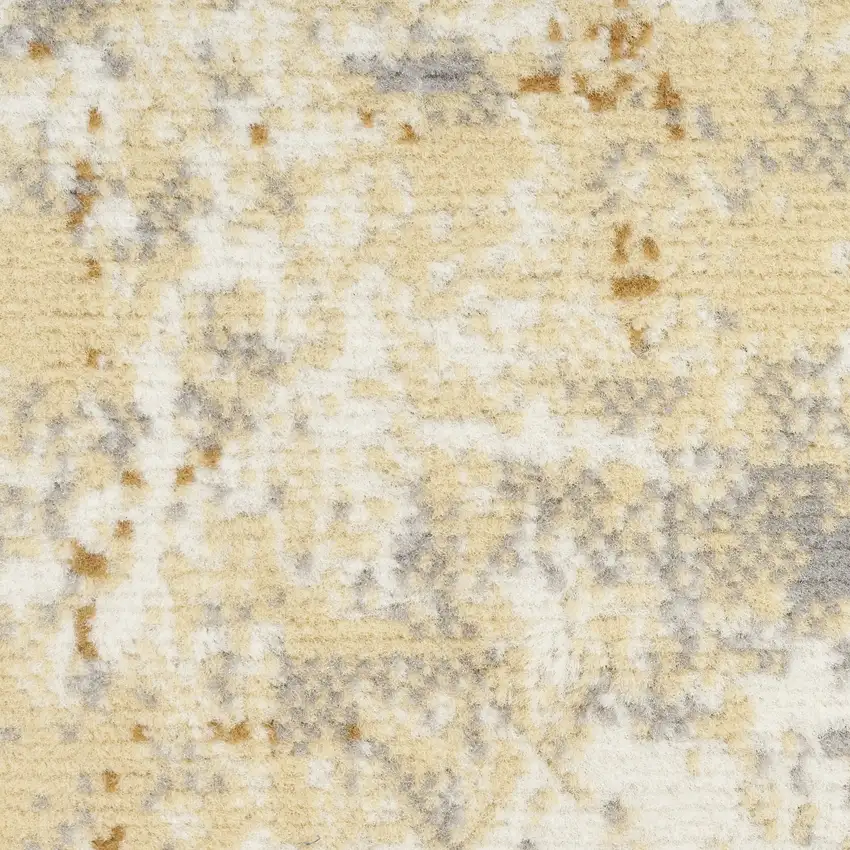 Beige and Blue Abstract Power Loom Runner Rug Photo 4