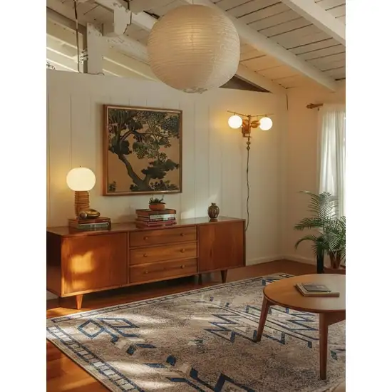 Beige And Blue Boho Chic Area Rug Photo 7