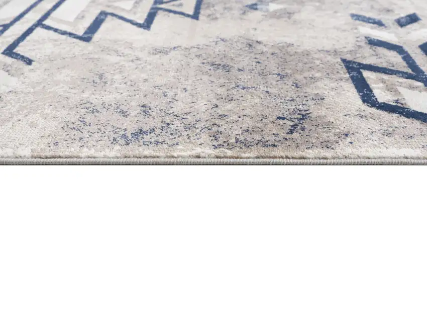 Beige and Blue Boho Chic Area Rug Photo 7