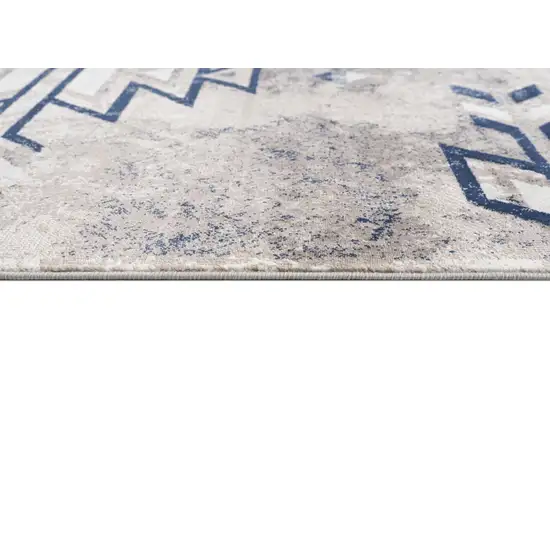 Beige and Blue Boho Chic Area Rug Photo 7