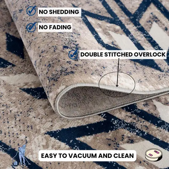 Beige And Blue Boho Chic Area Rug Photo 3