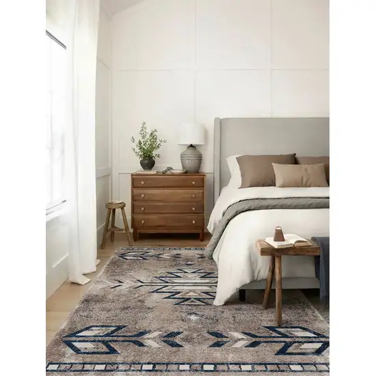 Beige And Blue Boho Chic Area Rug Photo 9