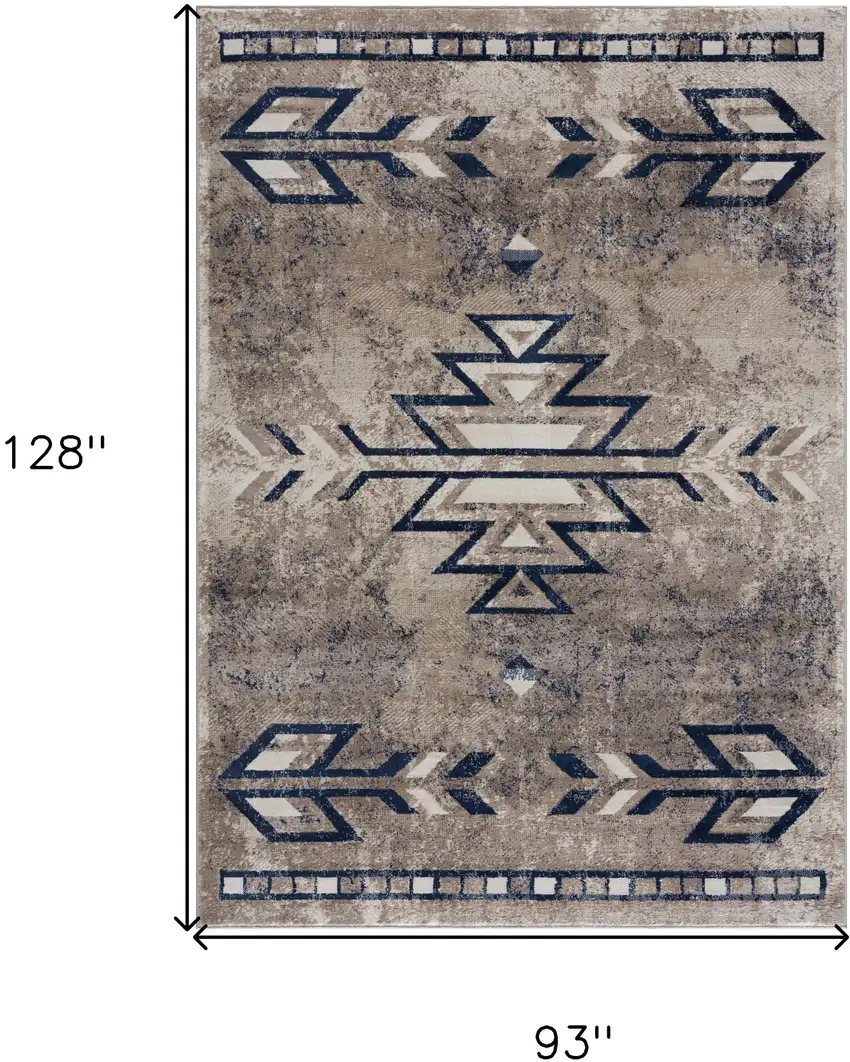 Beige And Blue Boho Chic Area Rug Photo 9