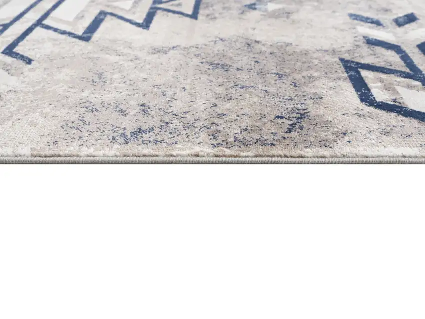 Beige and Blue Boho Chic Area Rug Photo 9